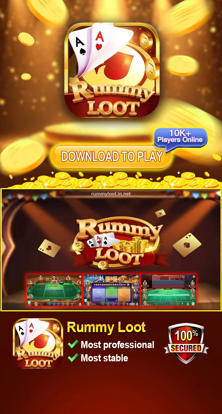 Rummy Loot app interface showing an online rummy game in progress.